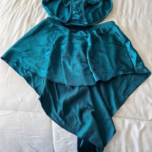 Ballroom Girls Teal Skirt And Bottoms 10-12